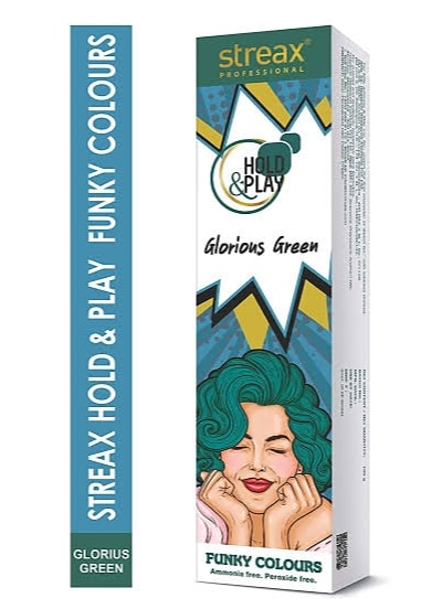 Streax Professional Hold and Play Funky Hair Colour – Glorious Green (100gm