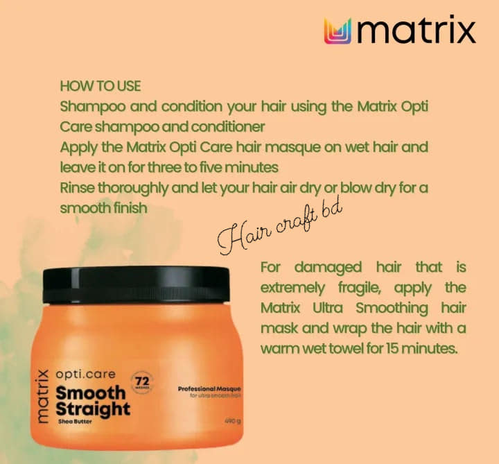 Matrix Opti Care Smooth Straight Hair Masque with Shea Butter  (490gm)