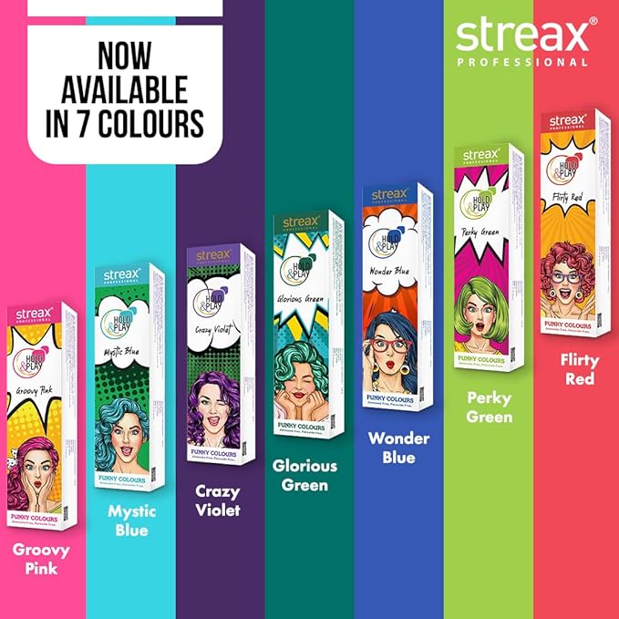 Streax Professional Hold and Play Funky Hair Colour – Parky Green (100gm)