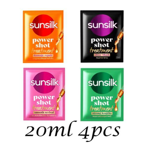 Sunsilk Power Shot Treatment Smooth revival, Shiny black,Damage Repair & Strong Lengths Sachet –20ml*4pcs