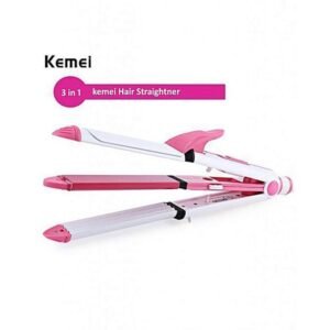 Kemei Km-1291 Professional 3 in1 Hair Straightener Cum Curler And Crimper Iron