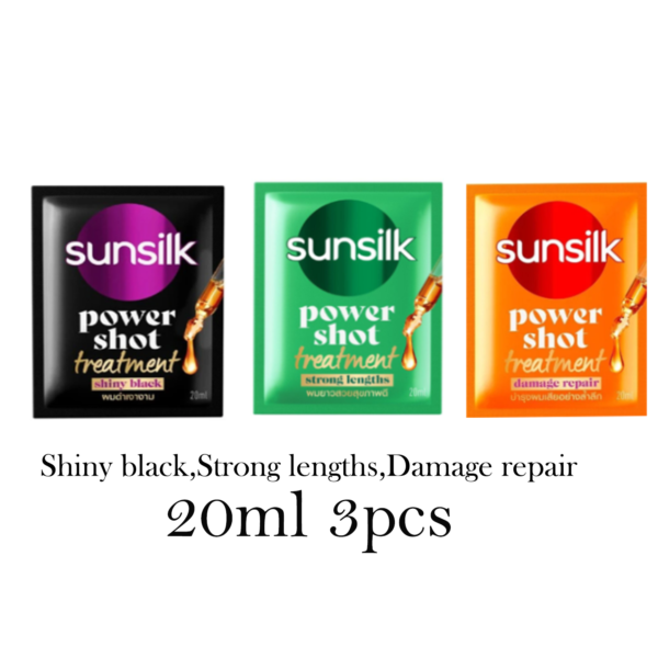 Sunsilk Power Shot Treatment  Shiny black,Damage Repair & Strong Lengths Sachet –20ml*3pcs