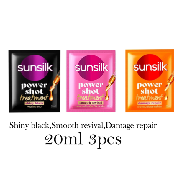 Sunsilk Power Shot Treatment Smooth revival, Shiny black & Damage Repair Sachet –20ml*3pcs