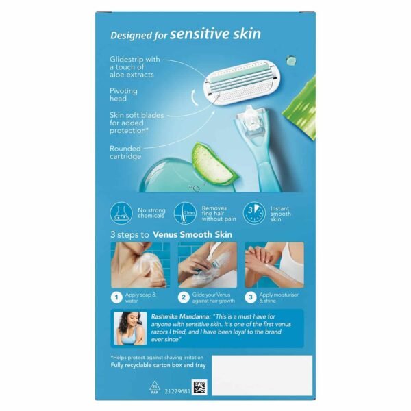 Venus Hair Removal Razor for Women with Aloe Vera - Single Piece Razor