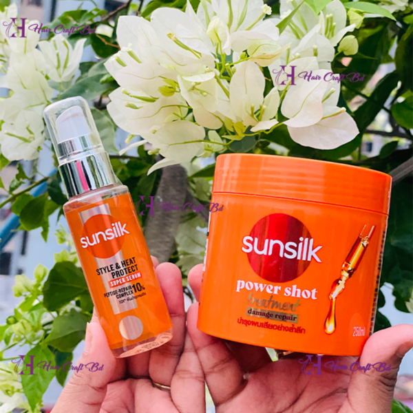 SUNSILK Power Shot Treatment Damage Repair Hair Mask 250ml & Sunsilk Style & Heat Protect Super Serum 45 ml Combo