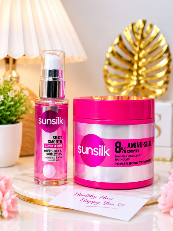 Sunsilk 8% Amino Silk Complex Smooth & Manageable Power Bond Treatment 250ml&Sunsilk Silky Smooth Super Serum (45ml)Combo
