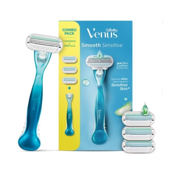 21086 (1) Gillette Venus Extra Smooth Sensitive Razor with 3 Blades Starter Pack