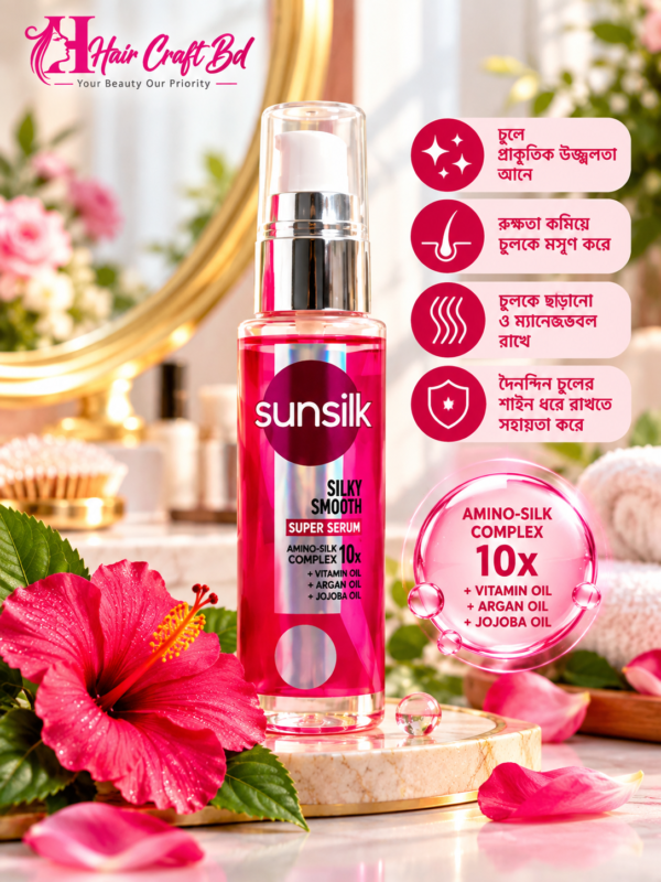 Sunsilk Smooth & Manageable Shampoo and Power Bond Treatment 250ml&Sunsilk Silky Smooth Super Serum (45ml) and Rose crushCombo