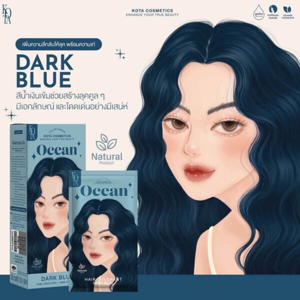Kota Color Cream Hair Color Organic Dark Blue 100ml+100ml  (Ocean)